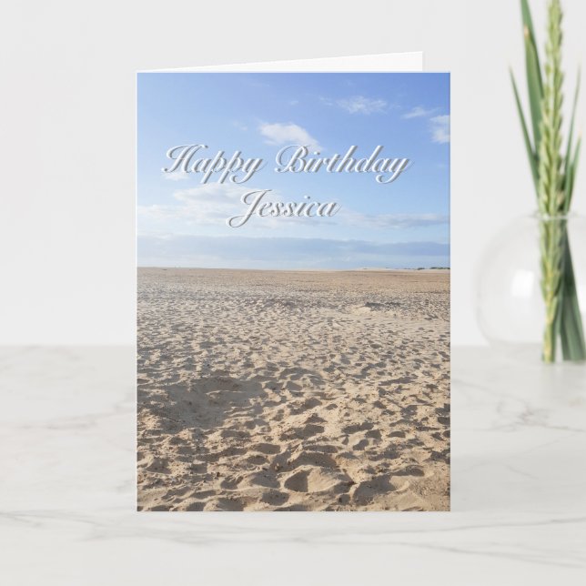 Tarjeta de cumpleaños de la escena de la playa (Anverso)
