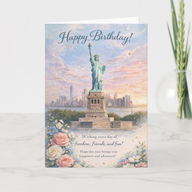 Tarjeta de cumpleaños de la Estatua de la Libertad (Anverso)