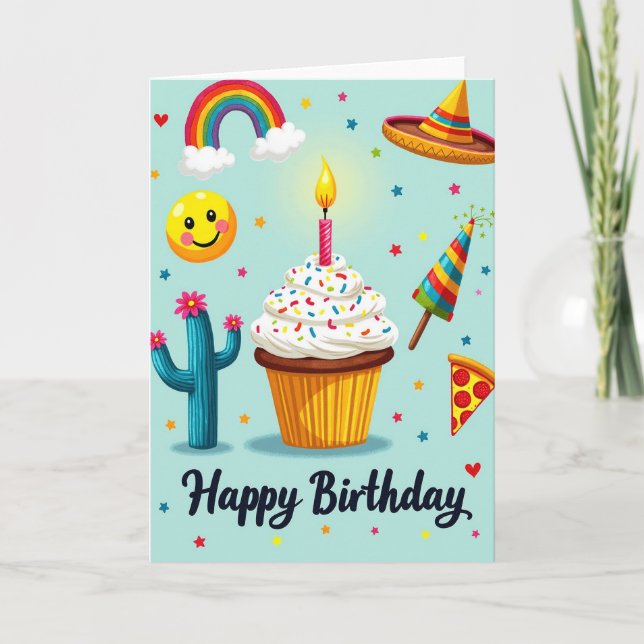 Tarjeta de cumpleaños de la estrella del arcoíris (Anverso)
