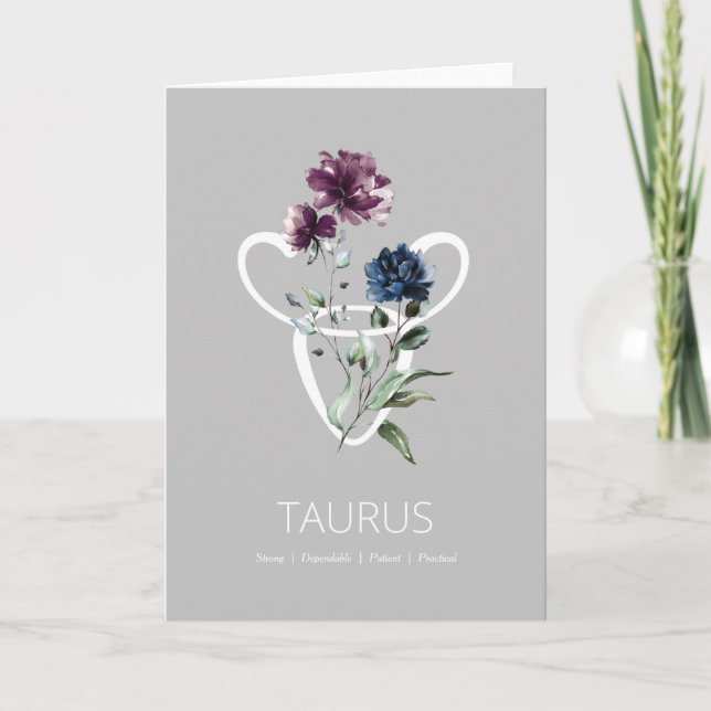 Tarjeta de cumpleaños de la estrella Taurus Zodiac (Anverso)