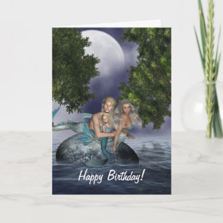 Tarjeta de cumpleaños de la familia de la sirena