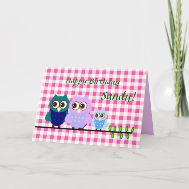 Tarjeta de cumpleaños de la familia Owls (Anverso)