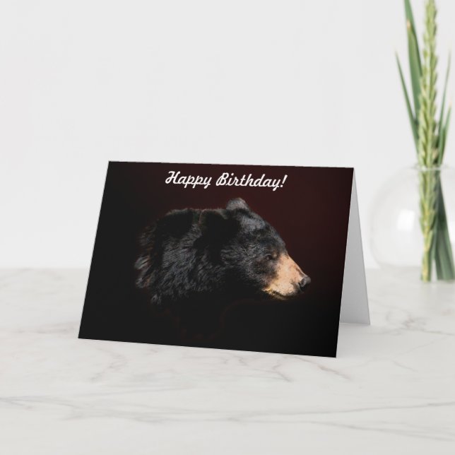 Tarjeta de cumpleaños de la fauna del oso negro (Anverso)