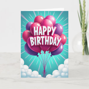 Tarjeta de cumpleaños de la fiesta de color fucsia