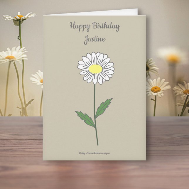 Tarjeta de cumpleaños de la flor Daisy Pastel Botá (Botanical Daisy Flower Birthday Card)