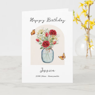 Tarjeta de cumpleaños de la flor del mes de nacimi