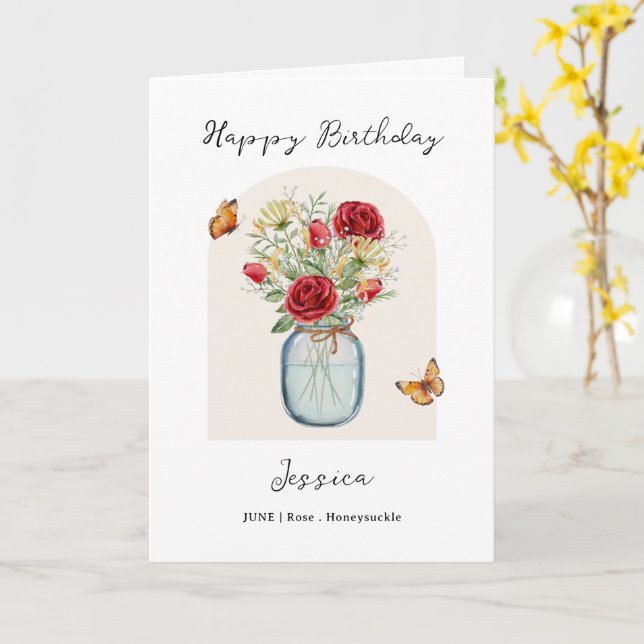 Tarjeta de cumpleaños de la flor del mes de nacimi (flor amarilla)