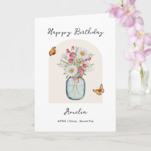 Tarjeta de cumpleaños de la flor del mes de nacimi