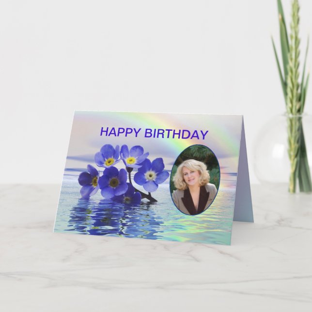 Tarjeta de cumpleaños de la foto con nomeolvides (Anverso)