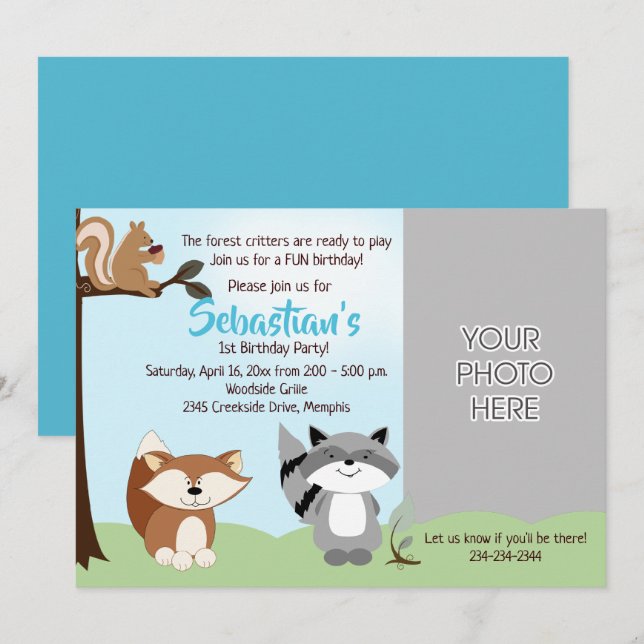 Tarjeta de cumpleaños de la foto de animales del b (Anverso / Reverso)