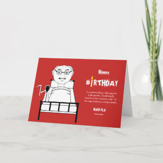 Tarjeta de cumpleaños de la gripe del hombre