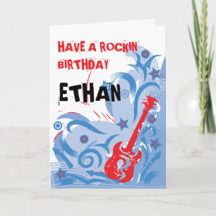Tarjeta de cumpleaños de la guitarra Rockin rojo b