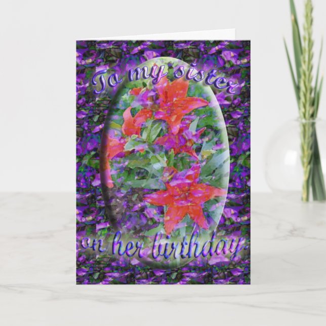 Tarjeta de cumpleaños de la hermana (Anverso)