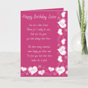 Tarjeta de cumpleaños de la hermana