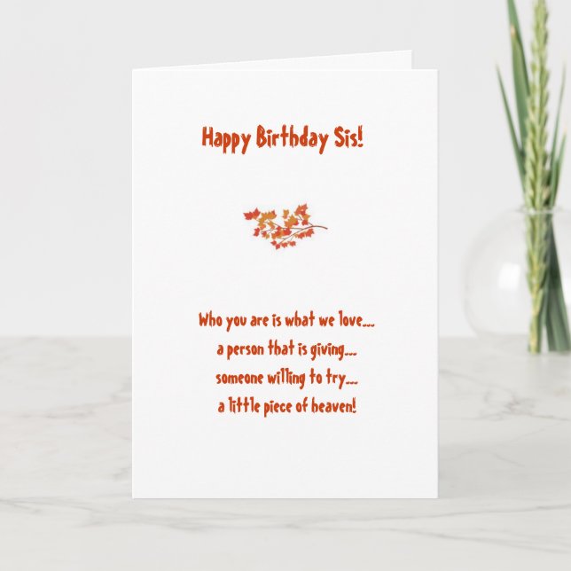 Tarjeta de cumpleaños de la hermana (Anverso)