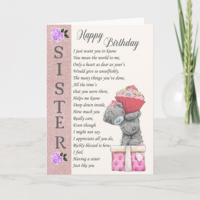 Tarjeta de cumpleaños de la hermana (Anverso)