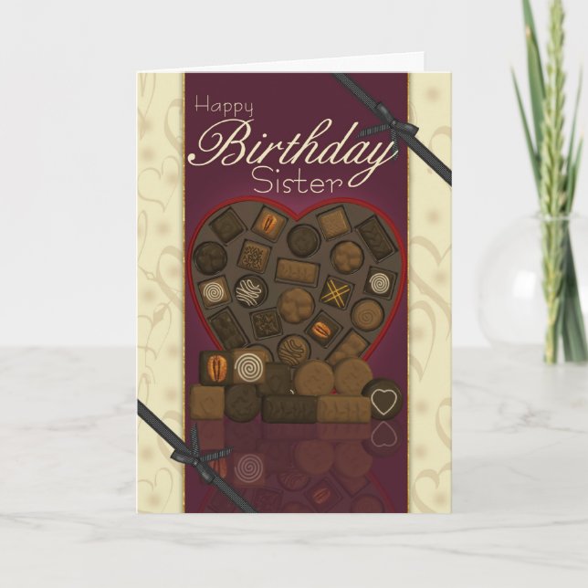 Tarjeta de cumpleaños de la hermana - Chocolates (Anverso)