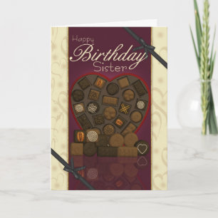 Tarjeta de cumpleaños de la hermana - Chocolates