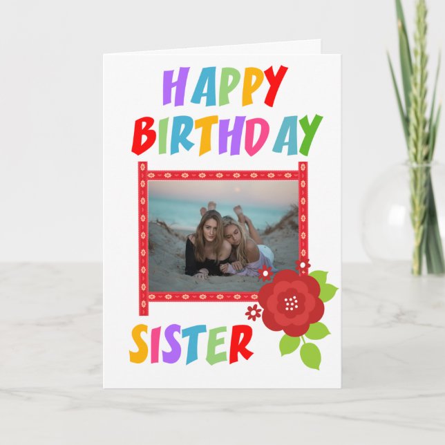 Tarjeta de cumpleaños de la hermana de la foto del (Anverso)