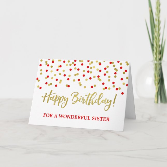 Tarjeta de cumpleaños de la hermana del Confetti R (Anverso)