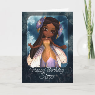 Tarjeta de cumpleaños de la hermana - hada azul