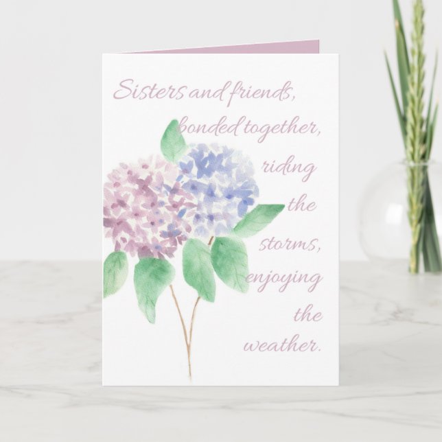 Tarjeta de cumpleaños de la hermana - hidrangea ac (Anverso)