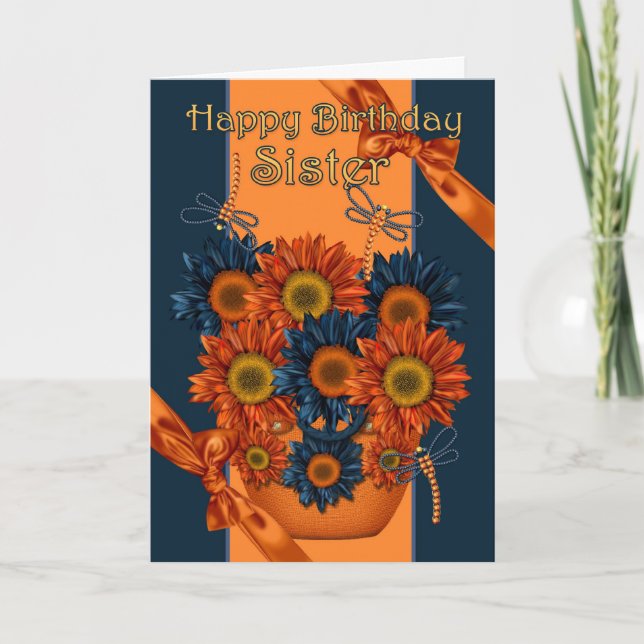 Tarjeta De Cumpleaños De La Hermana - Sunflower Y  (Anverso)