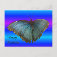 Tarjeta de cumpleaños de la hermosa mariposa azul 