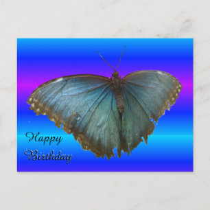 Tarjeta de cumpleaños de la hermosa mariposa azul 