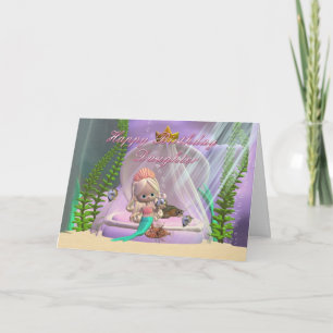 Tarjeta de cumpleaños de la hija con sirena pequeñ