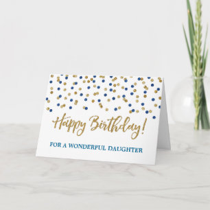 Tarjeta de cumpleaños de la hija del confeti azul