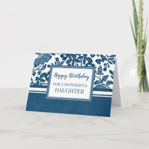 Tarjeta de cumpleaños de la hija floral azul de la