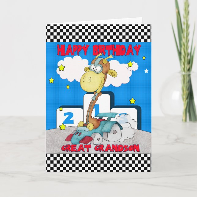 Tarjeta de cumpleaños de la jirafa del gran nieto  (Anverso)