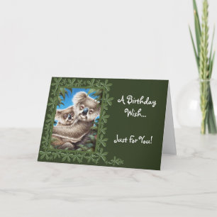Tarjeta de cumpleaños de la koala y del bebé