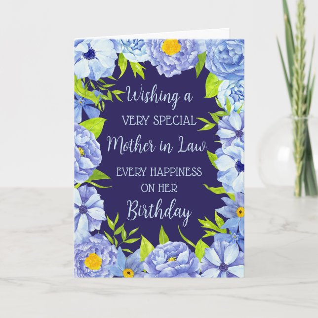 Tarjeta de cumpleaños de la madre de las flores az (Anverso)