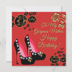 Tarjeta De Cumpleaños De La Madre Roja De Los Zapa