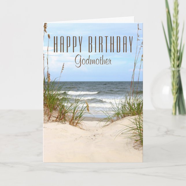 Tarjeta de cumpleaños de la madrina de la playa (Anverso)