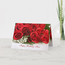 Tarjeta de cumpleaños de la mamá con los rosas