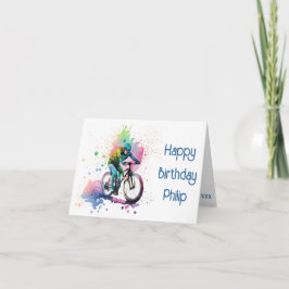 Tarjeta de cumpleaños de la marina y el ciclista r