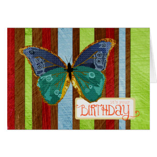 Tarjeta de cumpleaños de la mariposa de Boho