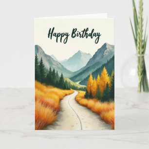Tarjeta de cumpleaños de la montaña de otoño