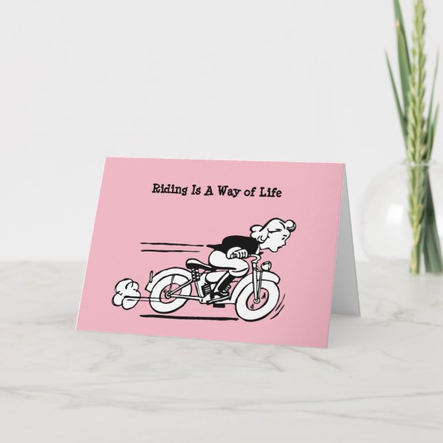 Tarjeta de cumpleaños de la motociclista Woman Mot (Anverso)