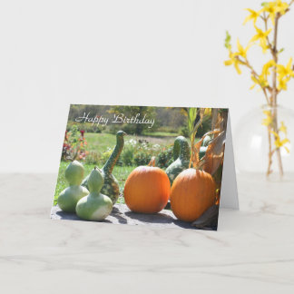 Tarjeta de cumpleaños de la naturaleza Gourds and
