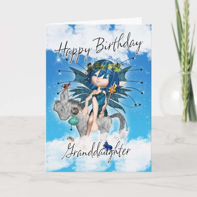 Tarjeta de cumpleaños de la nieta - con la hada (Anverso)
