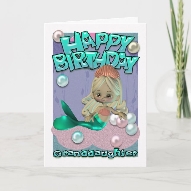 Tarjeta de cumpleaños de la nieta con la sirena (Anverso)