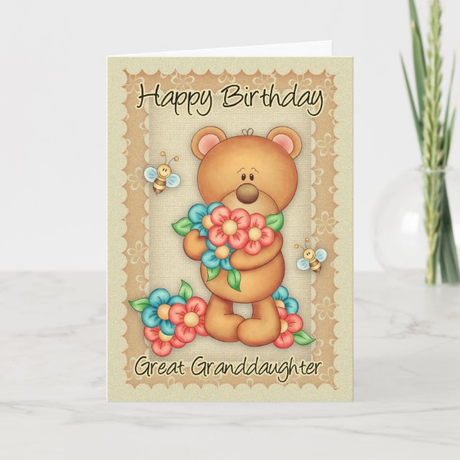 Tarjeta De Cumpleaños De La Nieta Grande Con Un Bu (Anverso)