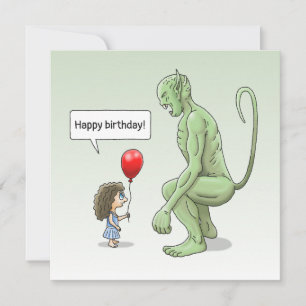 Tarjeta de cumpleaños de la niña y el duende