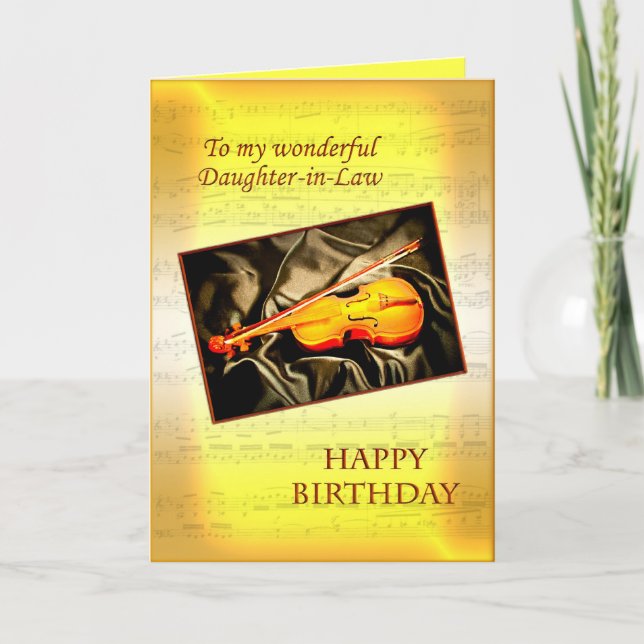 Tarjeta de cumpleaños de la nuera con un violín (Anverso)