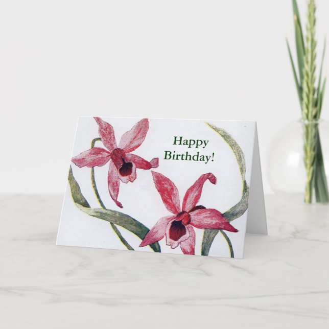 Tarjeta de cumpleaños de la orquídea de Edwardian (Anverso)