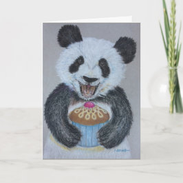 Tarjeta de cumpleaños de la panda de la magdalena